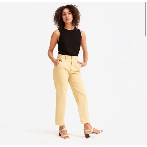 Everlane Yellow/Khaki Cropped Straight Pants size 20 - Picture 1 of 6